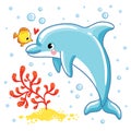 Cute cartoon dolphin.