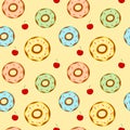 Cute cartoon donuts colorful seamless pattern Royalty Free Stock Photo