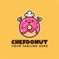 Cute cartoon donuts mascot logo with icing glaze