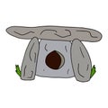 Cute cartoon doodle ancient stone dolmen isolated