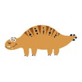 Cute cartoon doodle ankylosaurus, isolated on whit