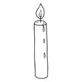 Cute cartoon doodle candle isolated