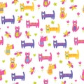 Cute cartoon doodle cats and dogs seamless pattern for kids design