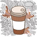 Cute cartoon doodle coffee cup