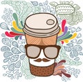 Cute cartoon doodle coffee cup.