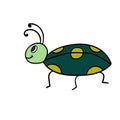 Cute cartoon doodle linear bug isolated on white background. Royalty Free Stock Photo