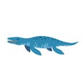 Cute cartoon doodle liopleurodon, isolated on white background. Royalty Free Stock Photo