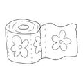 Cute cartoon doodle toilet paper with floral ornament