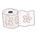 Cute cartoon doodle toilet paper with floral ornament