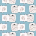 Cute cartoon doodle toilet paper with floral ornament