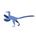 Cute cartoon doodle velociraptor, isolated on white background. Royalty Free Stock Photo