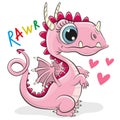 Cute Cartoon Dragon on a white background Royalty Free Stock Photo