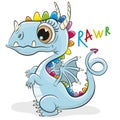 Cute Cartoon Dragon on a white background Royalty Free Stock Photo
