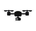 Cute cartoon drone with camera for photographing and recording video isolated on white background. Aerial quadcopter concept with