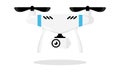 Cute cartoon drone with camera for photographing and recording video isolated on white background. Aerial quadcopter concept with