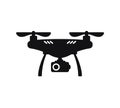 Cute cartoon drone with camera for photographing and recording video isolated on white background. Aerial quadcopter concept with