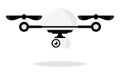 Cute cartoon drone with camera for photographing and recording video isolated on white background. Aerial quadcopter concept with