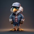 Cute Cartoon Eagle In Hip-hop Style With Urban Clothes Royalty Free Stock Photo
