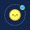 Cute cartoon Earth and Sun Royalty Free Stock Photo