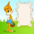 Cute Cartoon Easter Bunny Girl With Poster