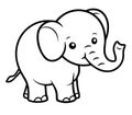 Cute cartoon elephant. Coloring book for children. Vector illustration Royalty Free Stock Photo