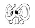 Cute cartoon elephant drawn with a black outline. Children's coloring book