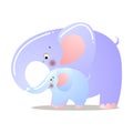 The cute elephant is standing with a baby. Vector illustration isolated on white background Royalty Free Stock Photo