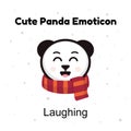 Cute cartoon emoticon baby panda laughing. Emoji character cartoon Panda stickers emoticons with happy emotion