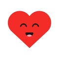 Cute cartoon emoticon happy heart in modern flat style. Vector illustration.