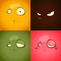 Cute cartoon emotions anger, surprise, sadness, embarrassment - Royalty Free Stock Photo