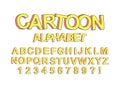 Cute cartoon English font for the design of children`s parties, to create a design prints and typography.