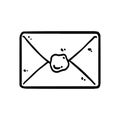 Cute cartoon envelope doodle image. Snail mail logo. Media highlights graphic symbol Royalty Free Stock Photo