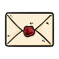 Cute cartoon envelope doodle image. Snail mail logo. Media highlights graphic symbol Royalty Free Stock Photo