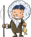 Cute cartoon eskimo fisherman