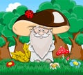 Cute cartoon fabulous old man mushroom