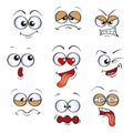 Cute cartoon faces with different emotions. Emoticons