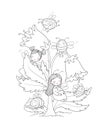 Cute cartoon fairies and bumblebees. Little flower girls with wings. Forest gnomes. Bell flower. Royalty Free Stock Photo