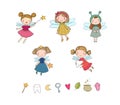 Cute cartoon fairies. Fairy elves. Childrens illustration. tooth Fairy