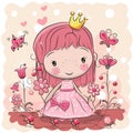 Cute Cartoon fairy tale Princess Royalty Free Stock Photo