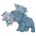 Cute cartoon family of elephant playing together Royalty Free Stock Photo