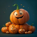 Cute Cartoon family Pumpkins Character. Generative Ai