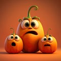 Cute Cartoon family Pumpkins Character. Generative Ai