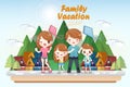 Cute cartoon family travel