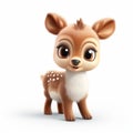 Cute Cartoon Fawn Male Deer - Adorable 3d Animation Icon