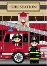 Cute Cartoon Fireman - Firefighter Royalty Free Stock Photo