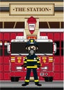 Cute Cartoon Fireman - Firefighter Royalty Free Stock Photo