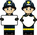 Cute Cartoon Fireman - Firefighter Royalty Free Stock Photo
