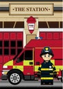 Cute Cartoon Fireman - Firefighter Royalty Free Stock Photo