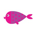 Cute cartoon fish icon set. Isolated. Baby kids collection. Colorful pink violet aquarium animal. White background. Flat design Royalty Free Stock Photo