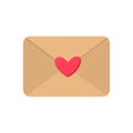 Cute cartoon flat love envelope icon. Vector illustration